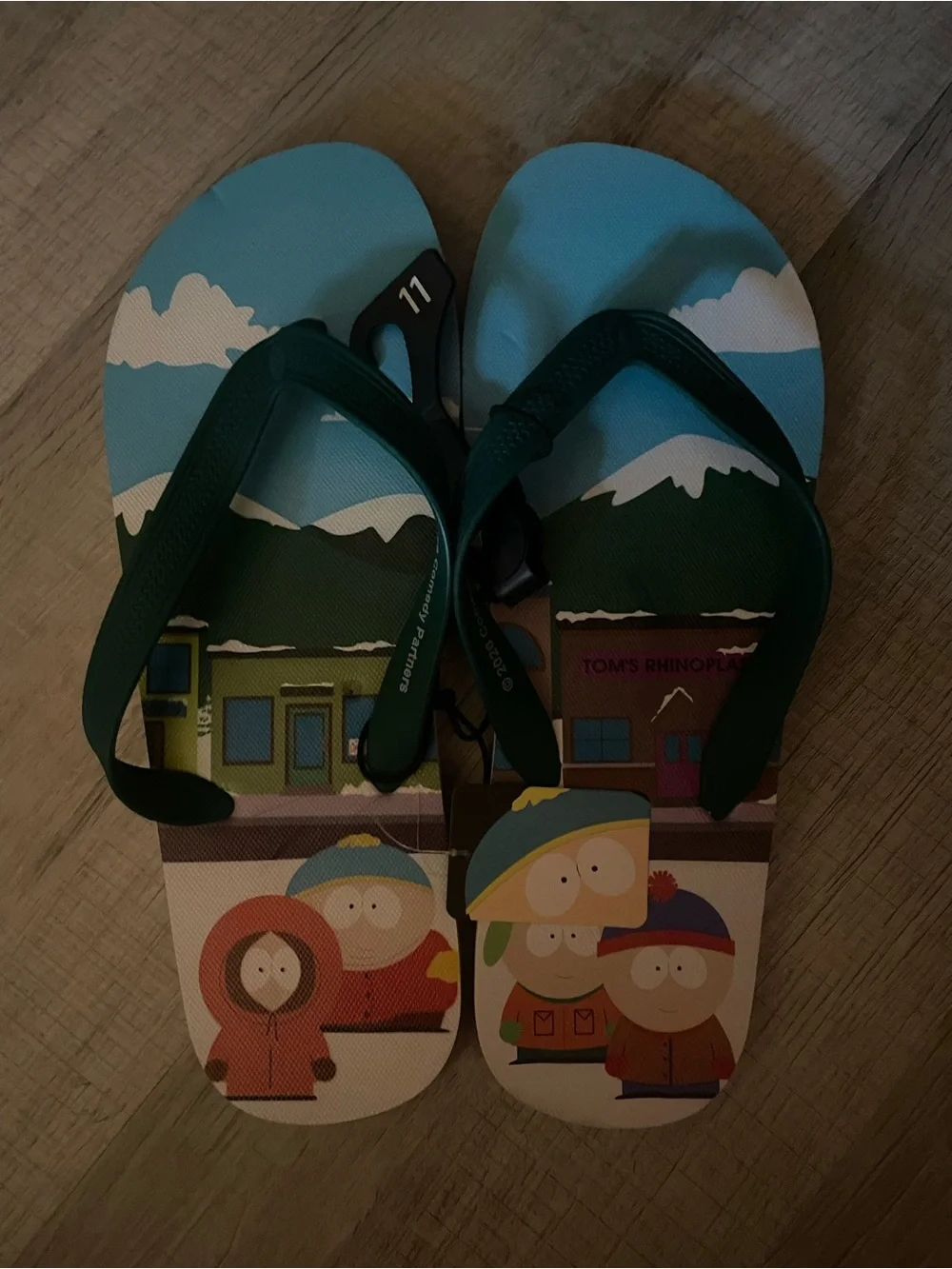 Bioworld Teal and Light Blue Cartoon Men's Flip-Flops